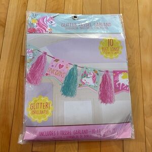 Unicorn Party Supply Glitter Garland Birthday NEW Girls